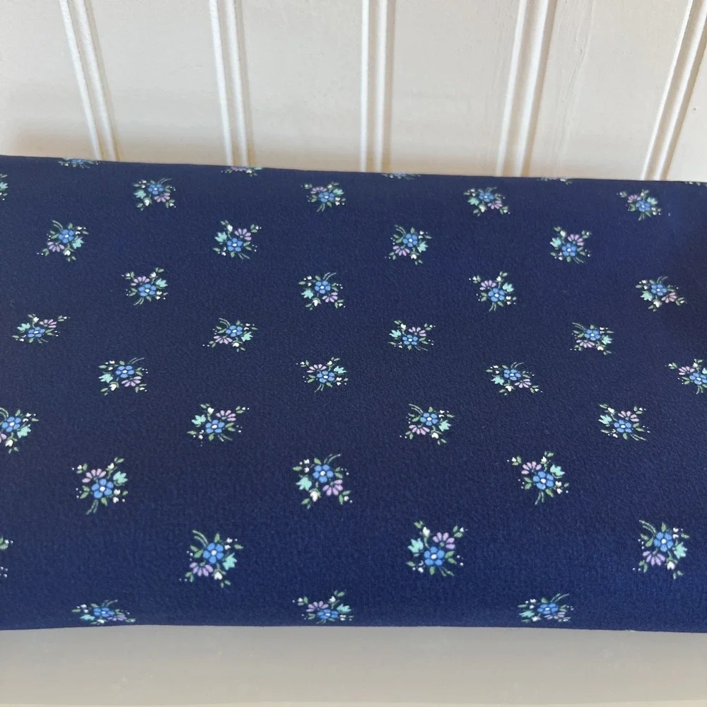 Vintage Peter Pan Remnant Navy Blue With Flowers Grandma 44x90
